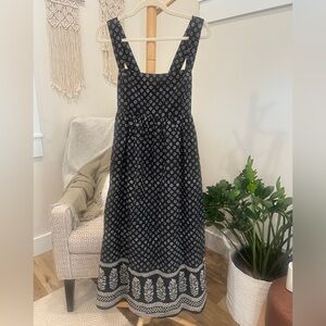 J.Crew Black Floral Empire Waist Cotton Midi Dress Women’s S